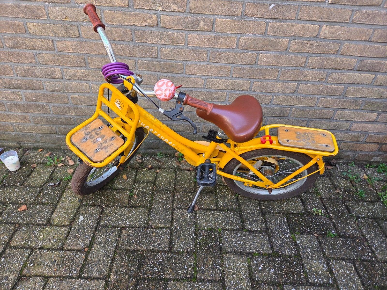 Gele Super Super Kinderfiets 16 inch - Gebruikt, Ophalen, Gebruikt, 16 tot 20 inch, Super Super