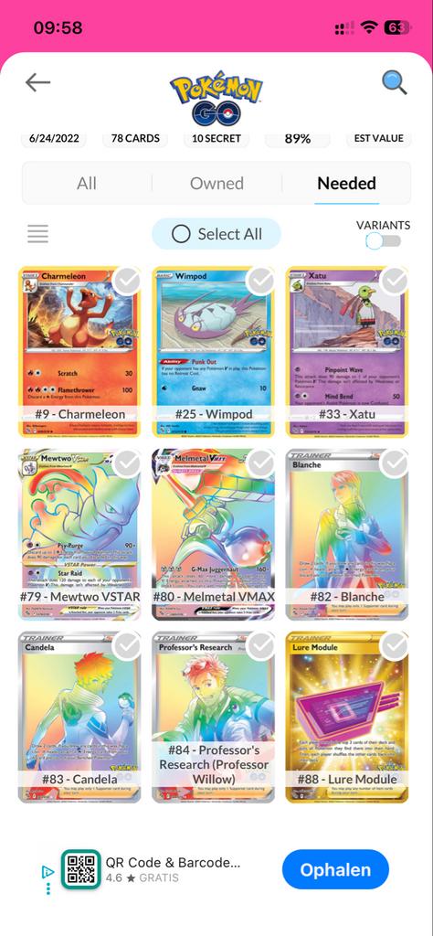 Pokémon Go TCG set bijna compleet (89%), Ophalen of Verzenden, Nieuw, Meerdere kaarten, Foil