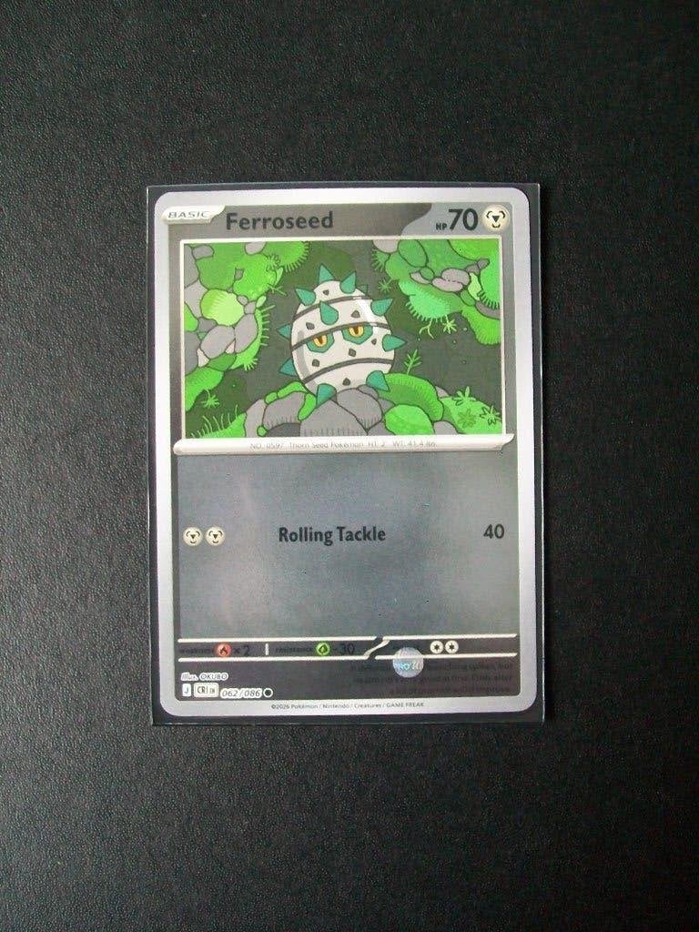 2767: Nieuwe Pokemon Kaart holofoil FERROSEED HP70 (062/086), Verzenden, Nieuw, Losse kaart, Foil