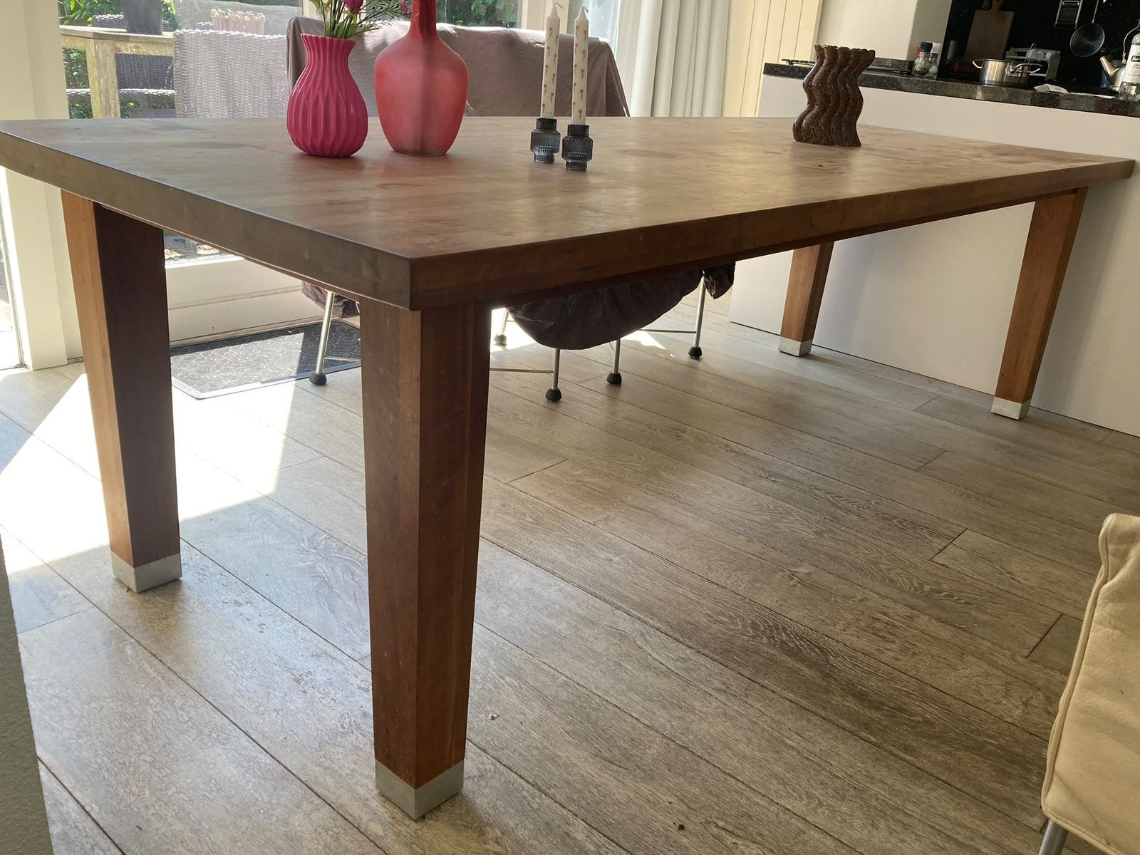 Kersenhouten eettafel, Ophalen, 200 cm of meer, 50 tot 100 cm, Zo goed als nieuw