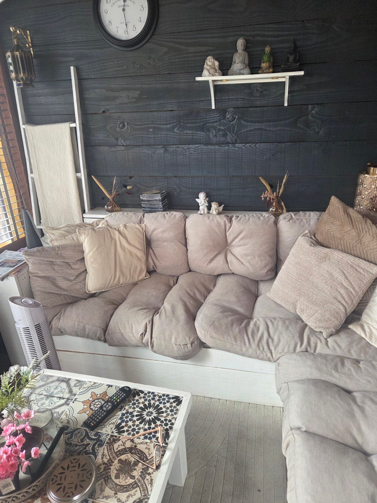 3x palletkussens  115x65 beige - Comfortabel en stijlvol, Ophalen, Gebruikt
