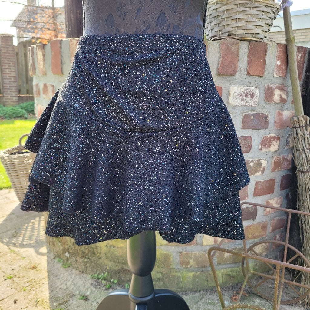 Zwart festival broekrokje broek rokje glitters maat M zgan, Maat 38/40 (M), Zwart, Nieuw, Ophalen of Verzenden
