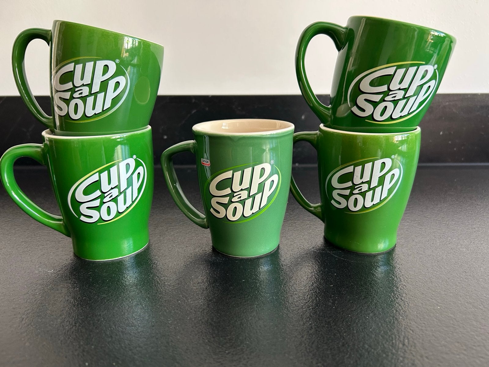 5 originele groene Cup A Soup bekers, Ophalen of Verzenden, Zo goed als nieuw, Steen/keramiek, Overige merken