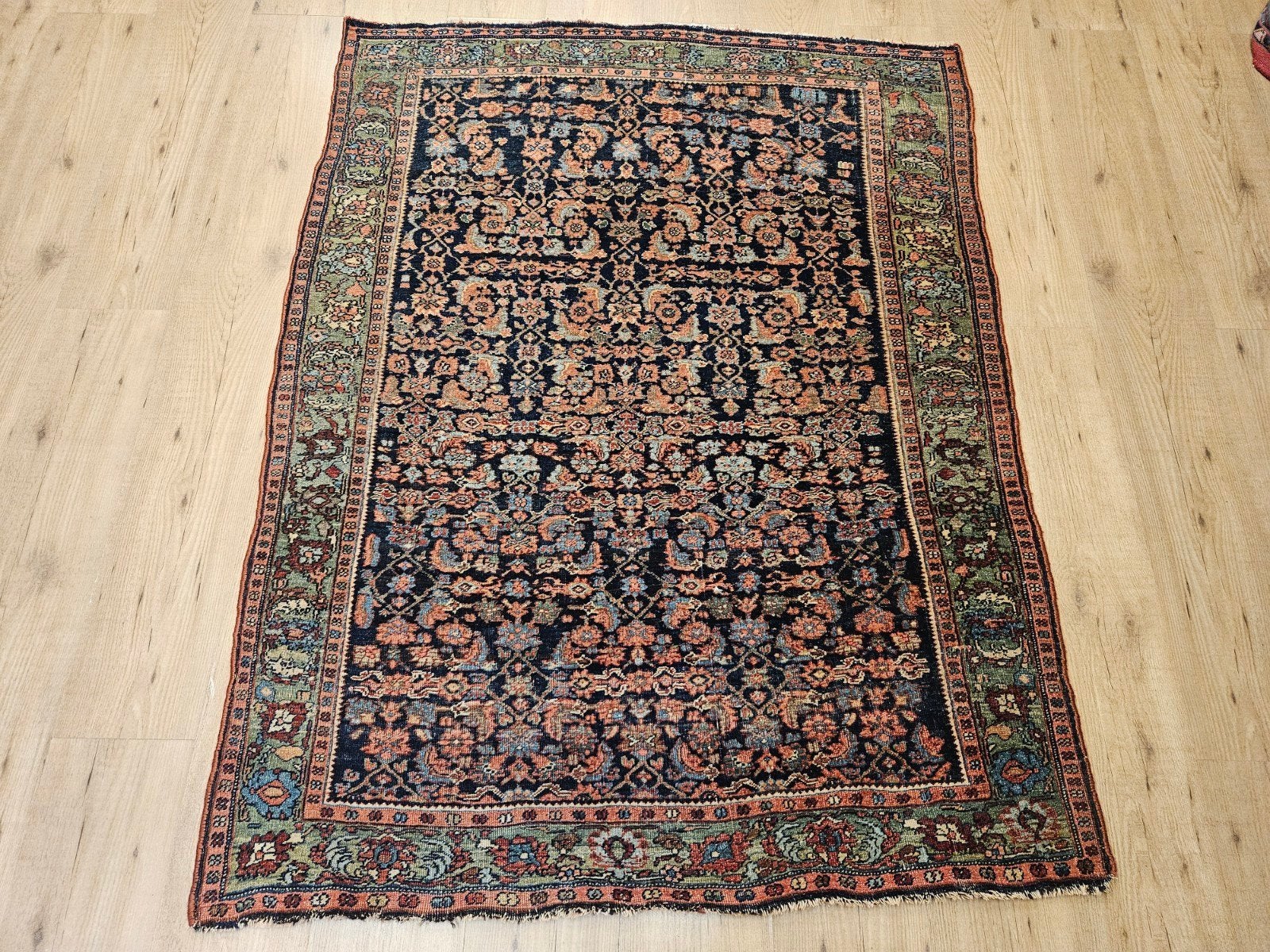 Vintage handgeknoopt perzisch tapijt bidjar antiek 155x120, Info@SlatsAntiek.nl, Tweedehands, 100 tot 150 cm, Perzisch