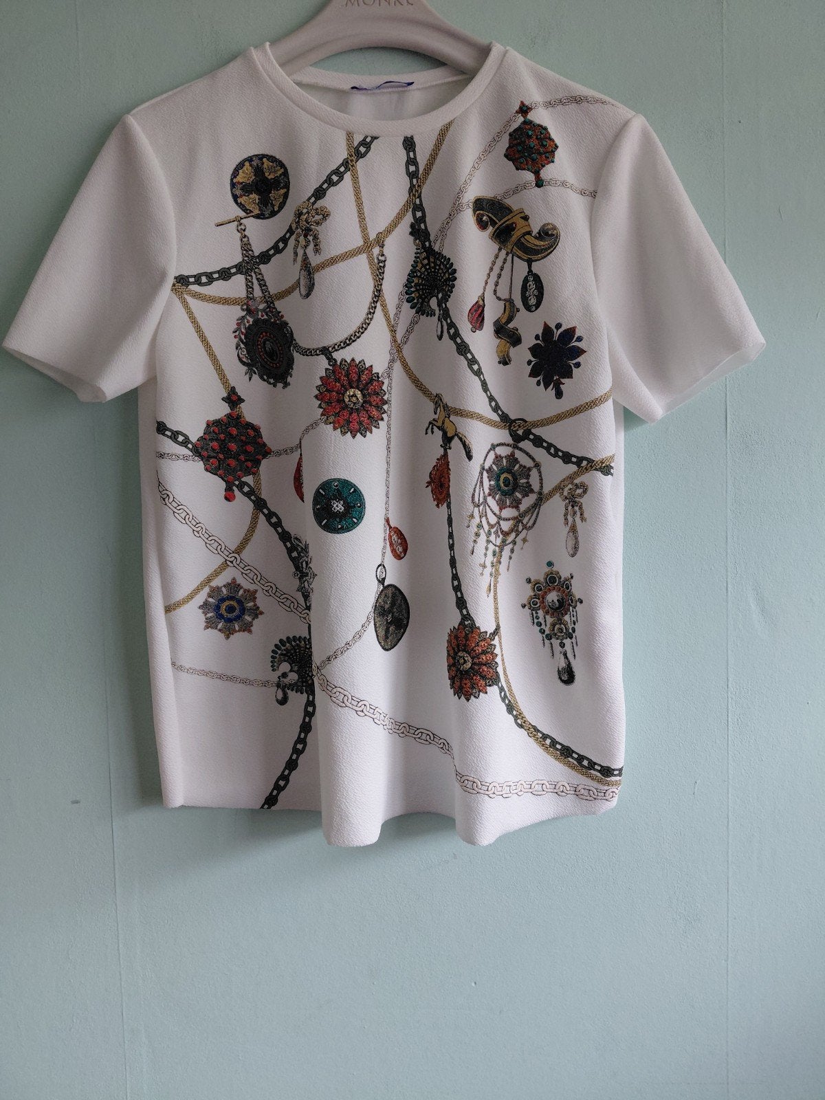 Zara Basic Top met Kettingprint - Maat M, Maat 38/40 (M), Ophalen of Verzenden, Zo goed als nieuw, Korte mouw