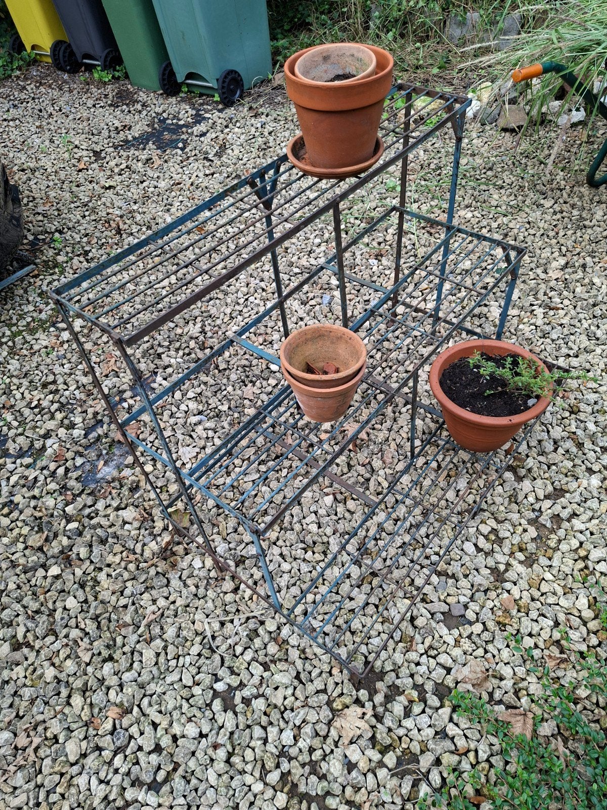Gietijzeren plantenrek / étagère met gratis potten, Ophalen, Gebruikt, 100 cm of meer, 60 cm of meer