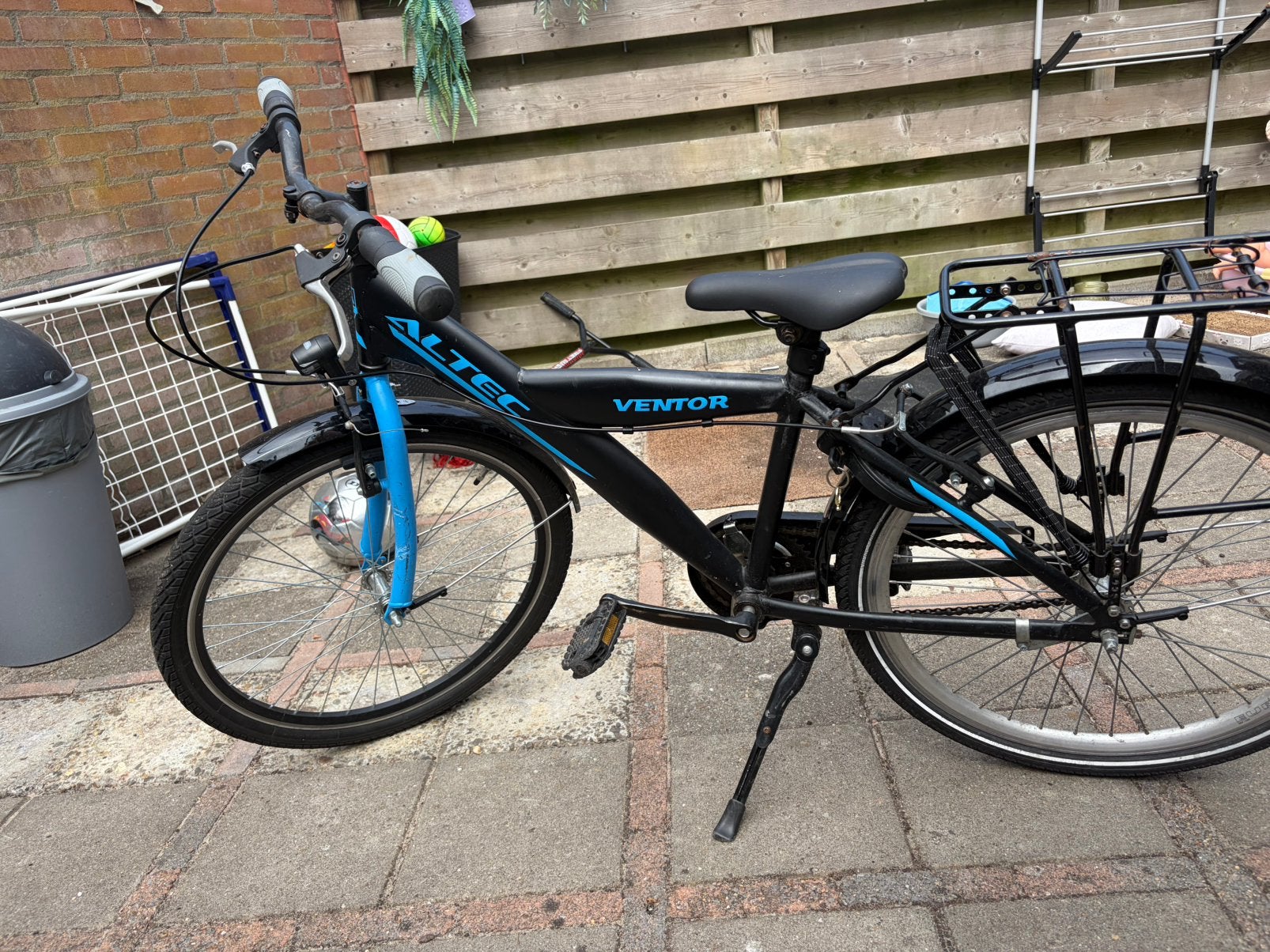 Blauw zwart jongens fiets, Ophalen, Terugtraprem, 24 inch, Handrem
