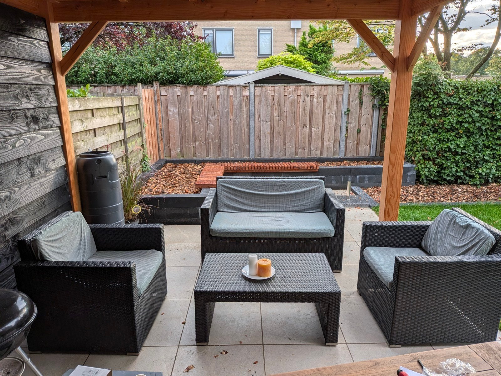 Loungeset met 2 stoelen, bank en salontafel., Tuin en Terras, Tuinsets en Loungesets, Ophalen, 4 zitplaatsen, Gebruikt, Bank