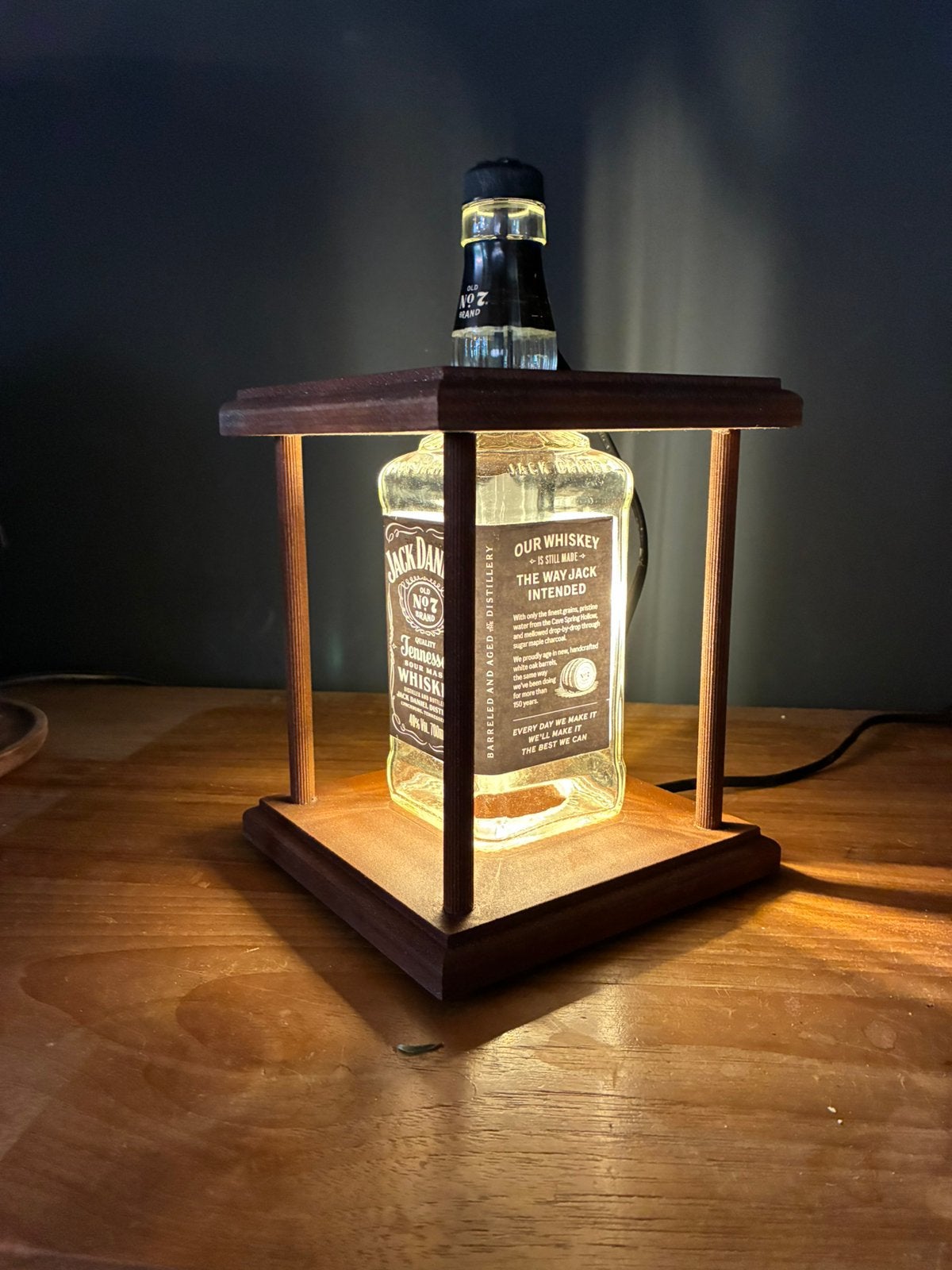 Jack Daniel’s tafellamp lantaarn roestlook, Met schakelaar, Nieuw, Sfeerlamp, Glas