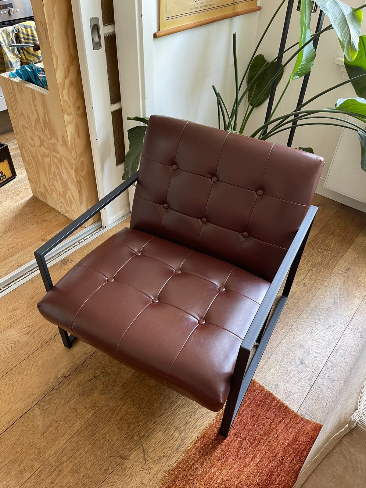 HOMCOM chair leather metal armchair, Huis en Inrichting, Fauteuils, Ophalen, 75 tot 100 cm, Zo goed als nieuw, 75 tot 100 cm