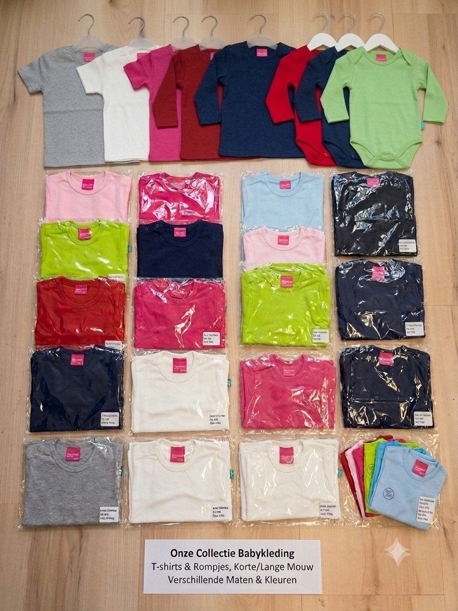 Partij baby- & kinderkleding | 729 st. rompers & shirts, Ophalen, Nieuw