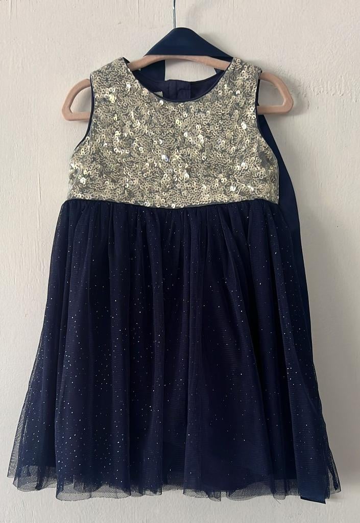 Monsoon jurk 12-18 blauw glitter, Verzenden, Zo goed als nieuw, Meisje, Jurkje of Rokje