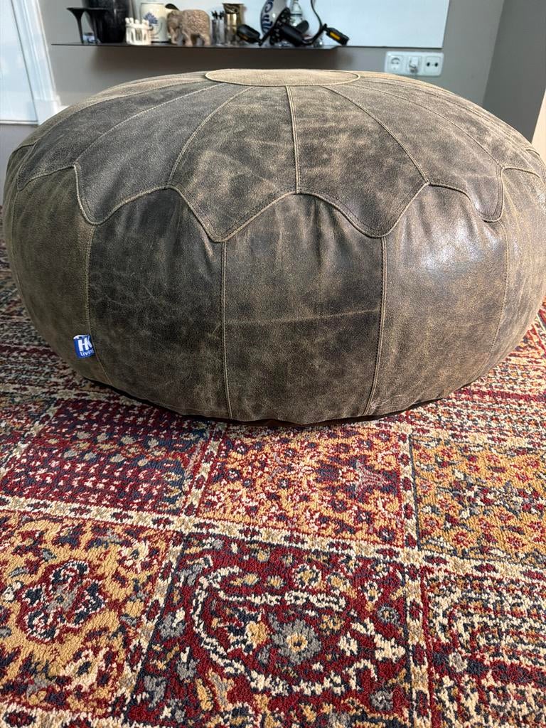 Marokkaanse poef HK Living, Huis en Inrichting, Gebruikt, Rond, Ophalen of Verzenden, 50 tot 75 cm