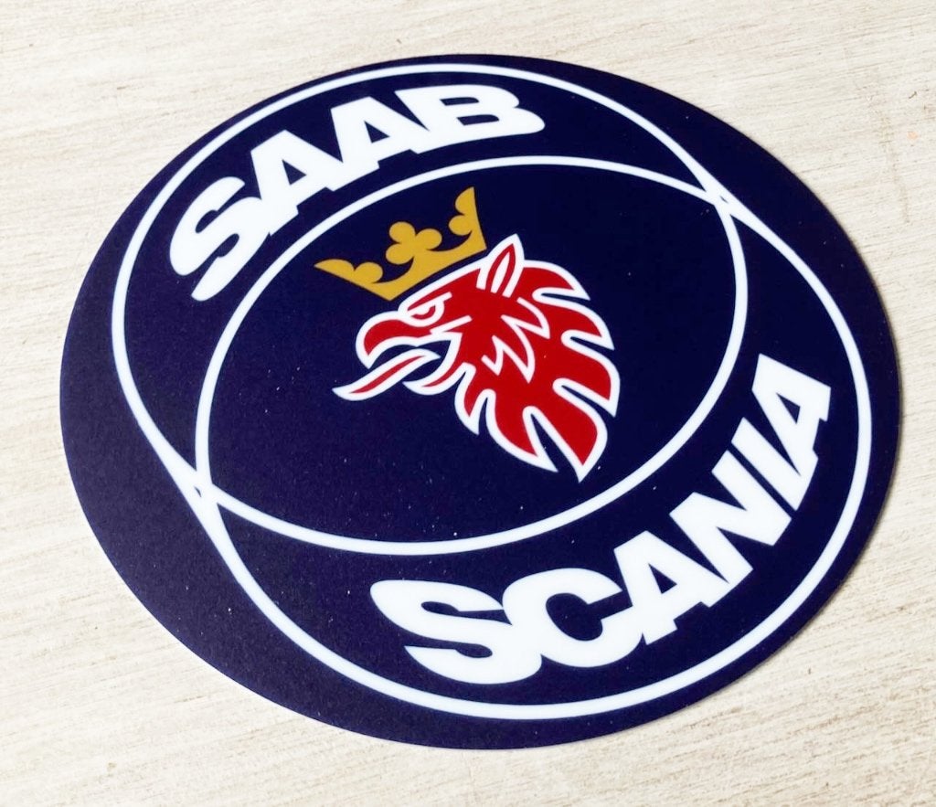 SAAB SCANIA   reclamebord plastic 24cm, Ophalen of Verzenden, Zo goed als nieuw, Auto's