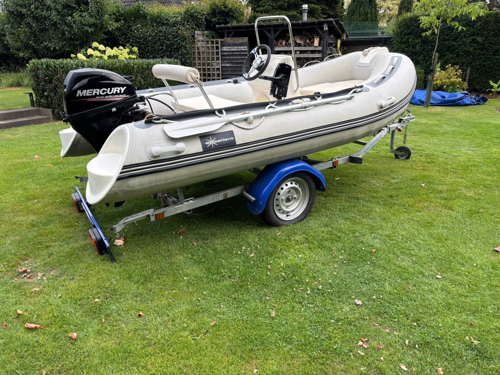 Rib bootje 15pk 2 cil mercury buitenboordmotor, Ophalen, Gebruikt