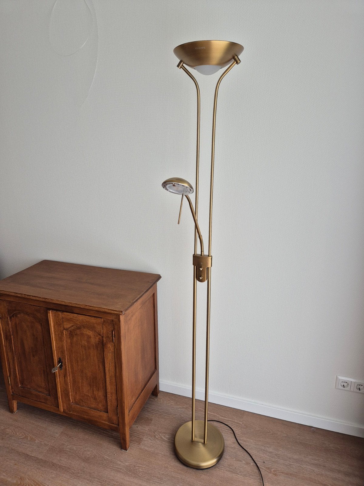 QAZQA staande LED lamp Diva 18W brons staal 180 cm, Huis en Inrichting, Ophalen, Modern, functioneel, Nieuw, Metaal