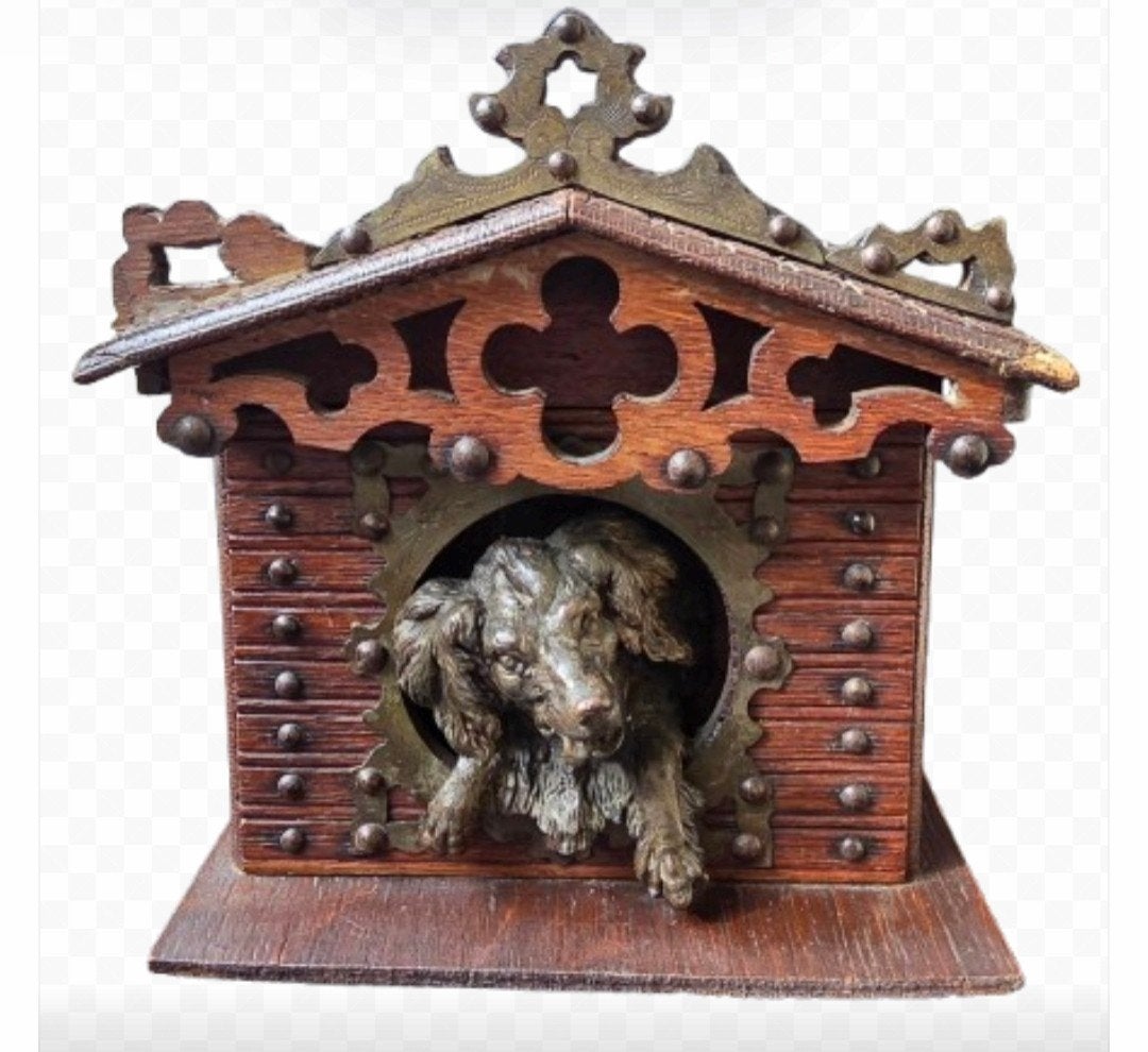 antieke hondenhok sigarendoos, Antiek en Kunst, Ophalen of Verzenden