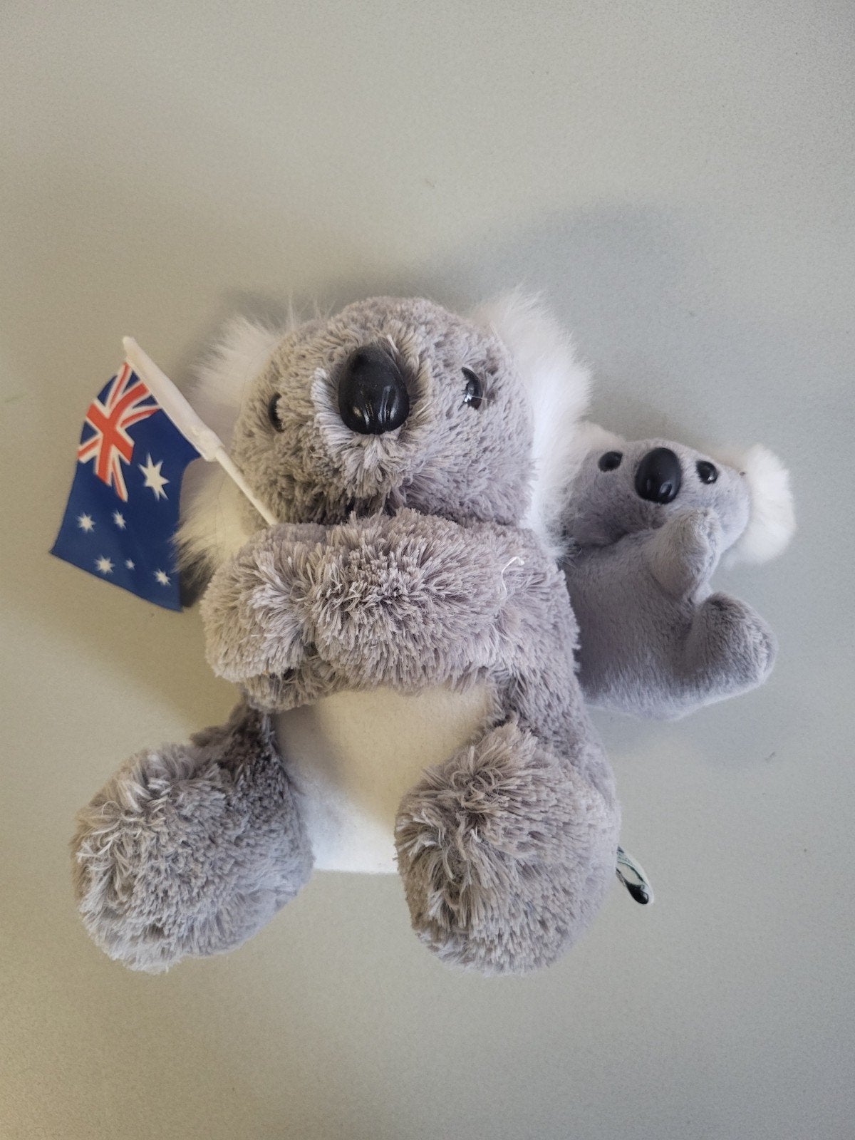 Koala knuffel met baby en Australische vlag, Overige merken, Overige karakters, Overige typen, Grijs