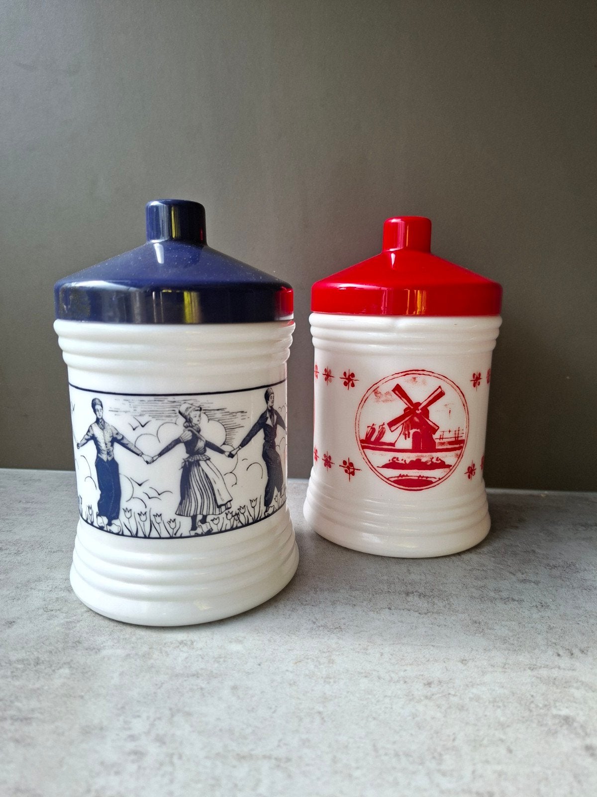 Vintage voorraadpotten met Hollands motief - set van 2, Ophalen of Verzenden