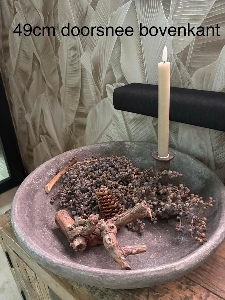 Zwaar stenen decoratie schaal 49cm doorsnee Het liefst oph., Ophalen, Zo goed als nieuw, Rond, Steen of Aardewerk