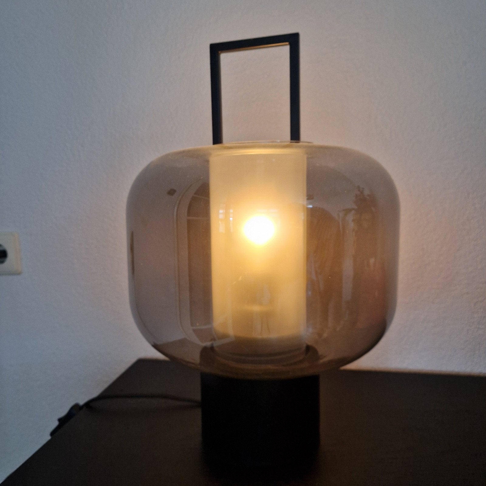 Light & Living Tafellamp Zwart Metaal Rookglas, Huis en Inrichting, Lampen | Tafellampen, Gebruikt, Ophalen of Verzenden, Zwart