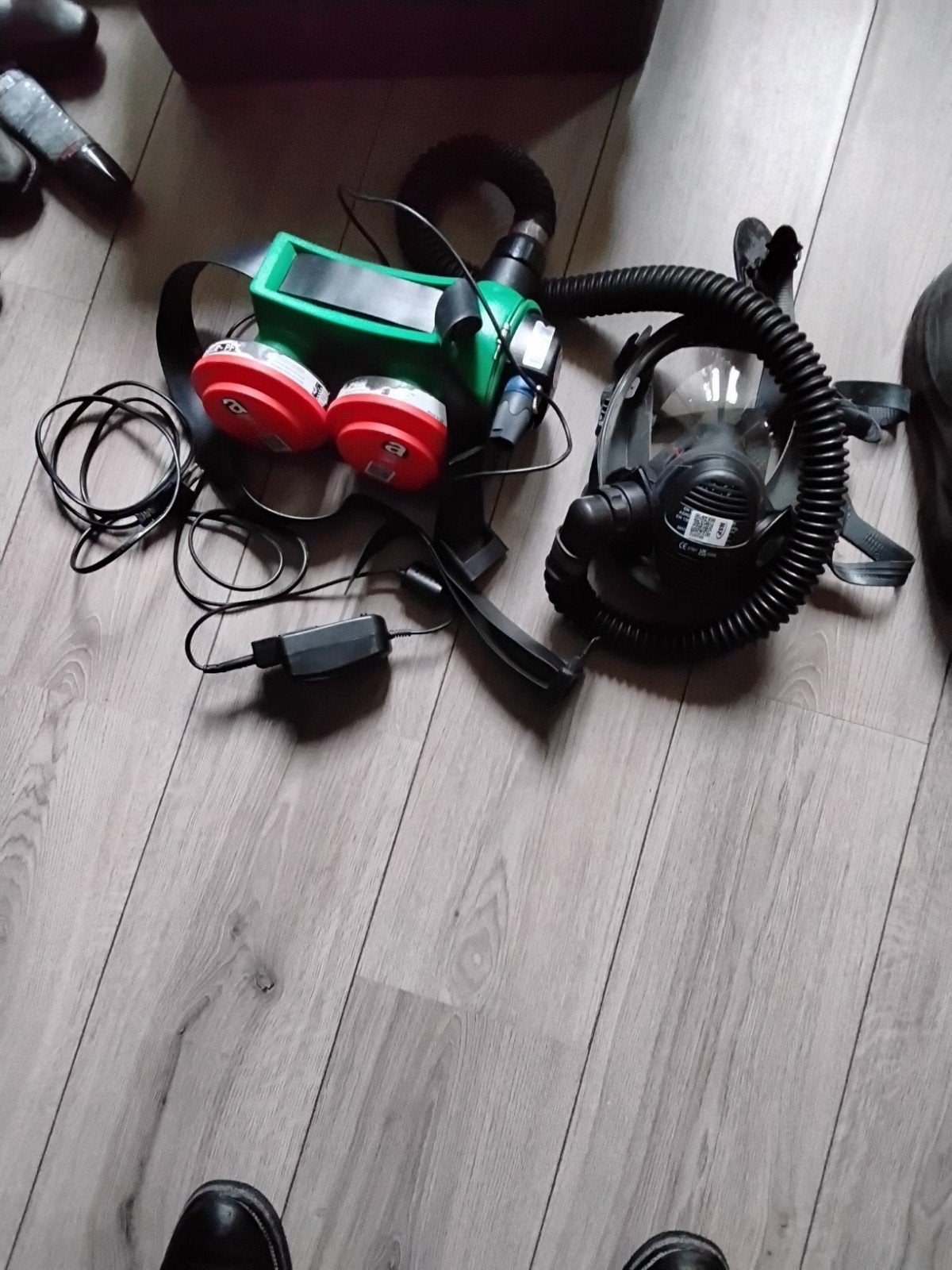 Compleete set motor aangedreven Volgelaatsmasker met filter, Ophalen, Gebruikt, Volgelaatsmaskers