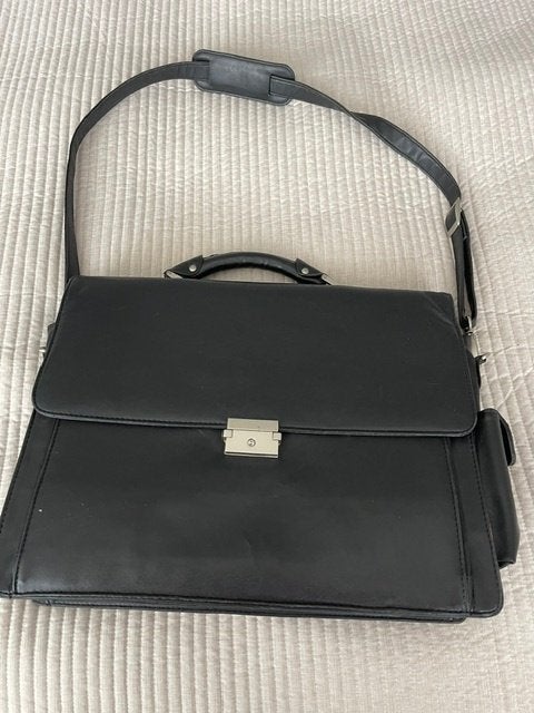 Akte / Laptop tas leer, Ophalen, Zo goed als nieuw, Zwart, Tabletvak