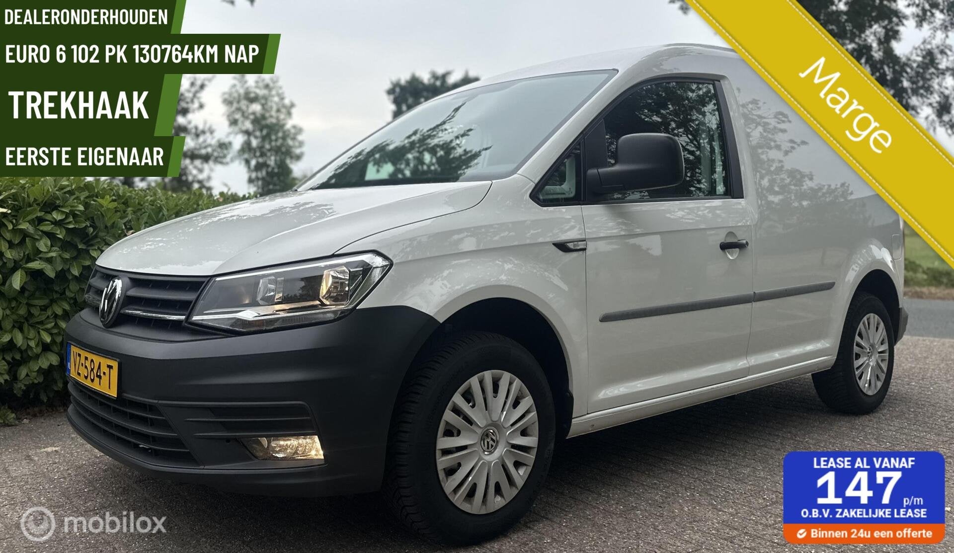 Volkswagen Caddy 2.0 TDI 102 PK Euro 6 MARGE Airco trekhaak, Auto's, Bestelauto's, Dealer onderhouden, Stof, Gebruikt, 4 cilinders