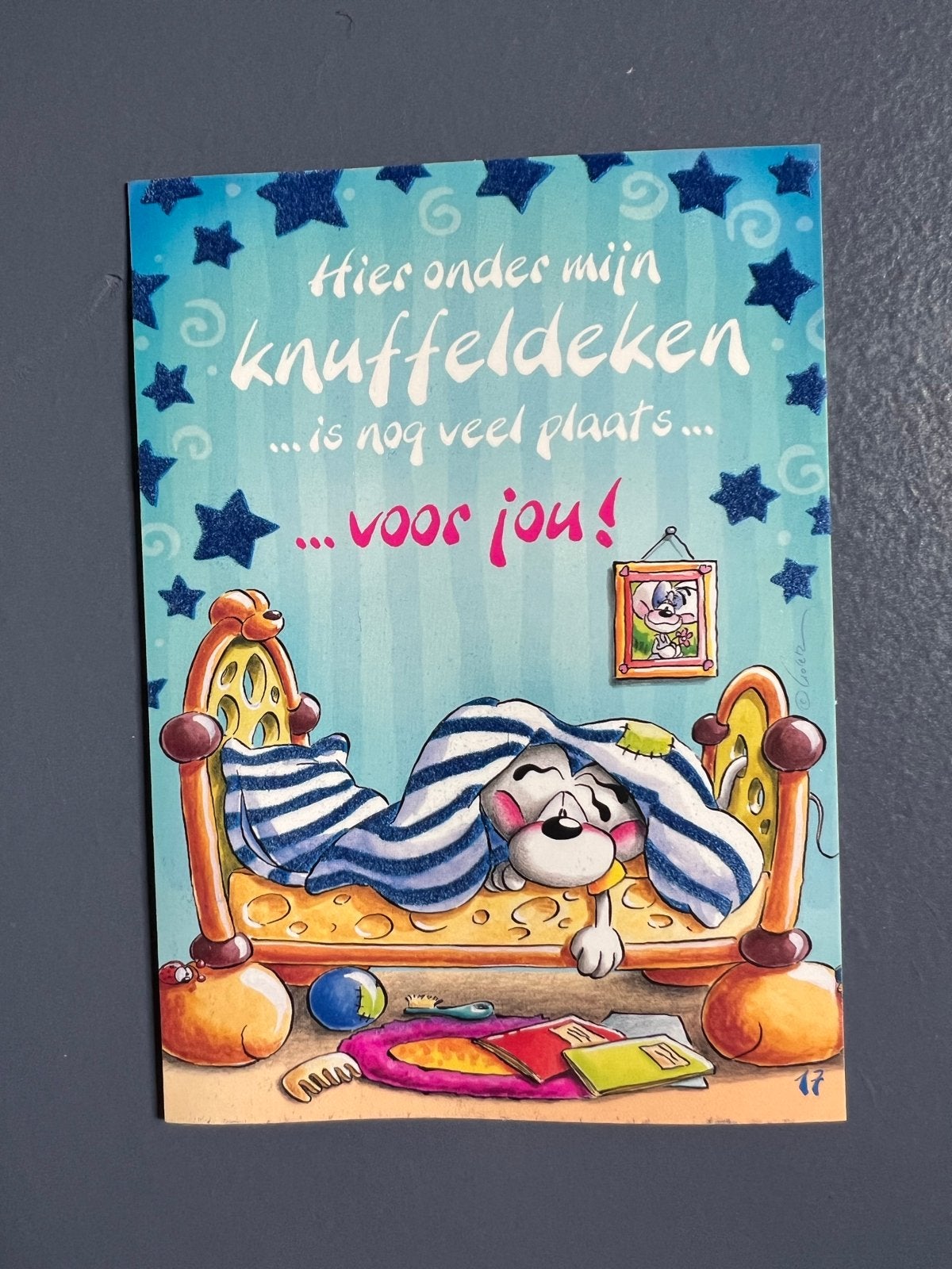 Diddl knuffelkaart - Hier onder mijn knuffeldeken, Verzamelen, Ophalen of Verzenden, Diddl, Zo goed als nieuw, Papier, Kaart of Schrift