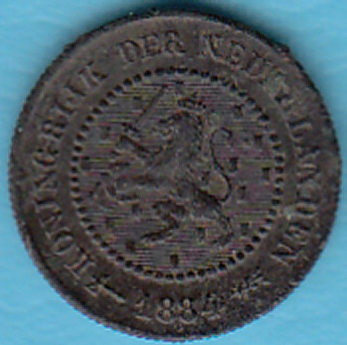 Nederland halve cent 1884 Willem III in munthouder, Ophalen of Verzenden, Koning Willem III, Overige waardes, Losse munt