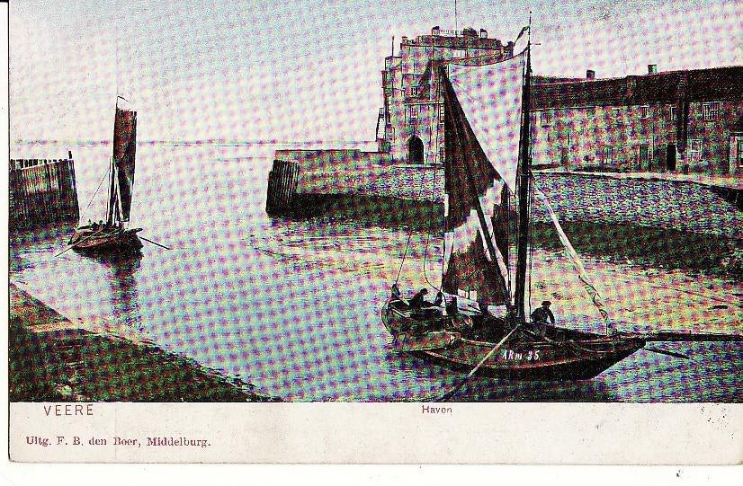 Veere Haven ca. 1906 mooie Chromo kaart, Verzenden, Voor 1920, Ongelopen, Zeeland