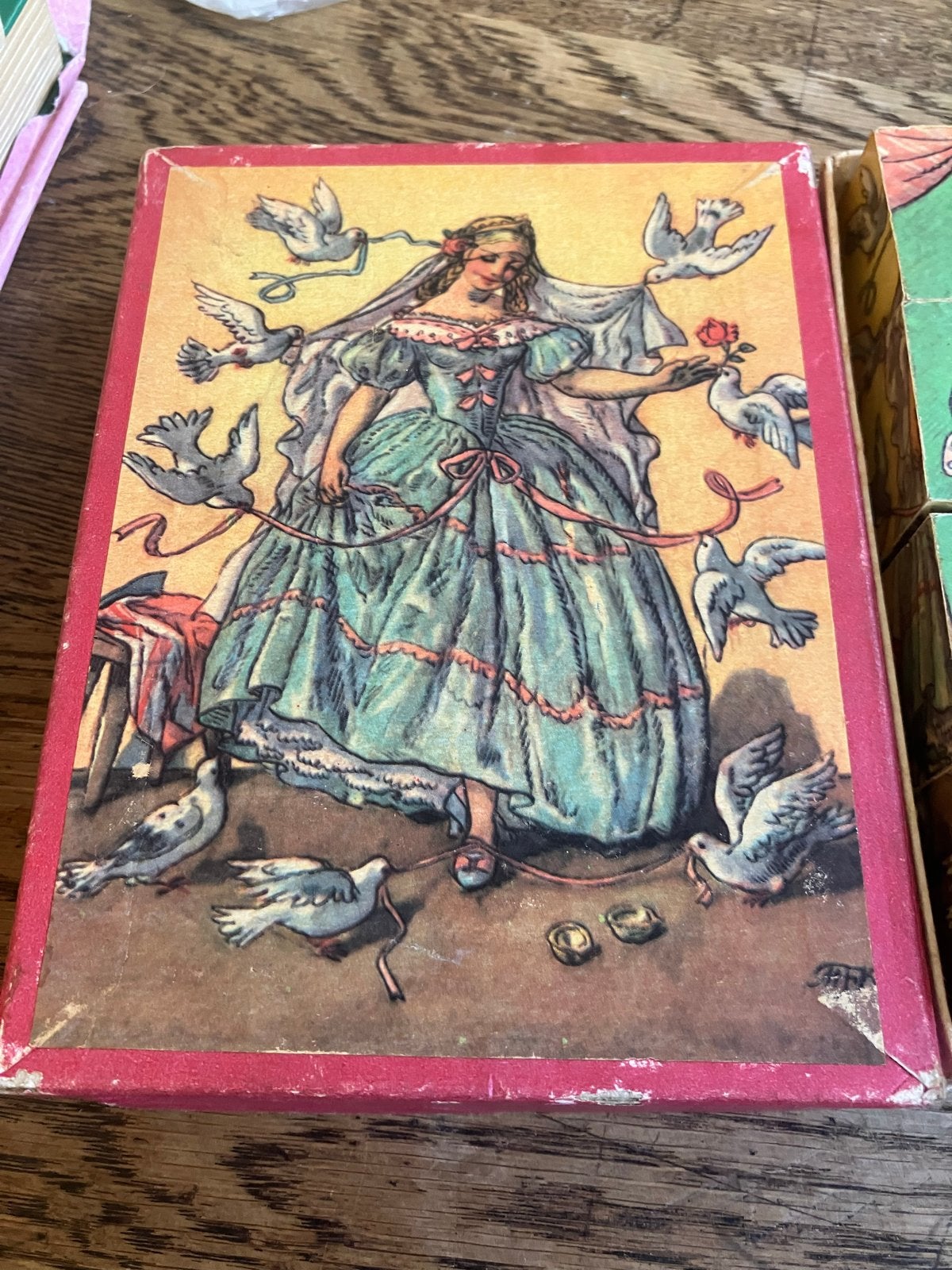 Vintage Blokkenpuzzel Sprookjes Thema, Antiek en Kunst, Ophalen of Verzenden
