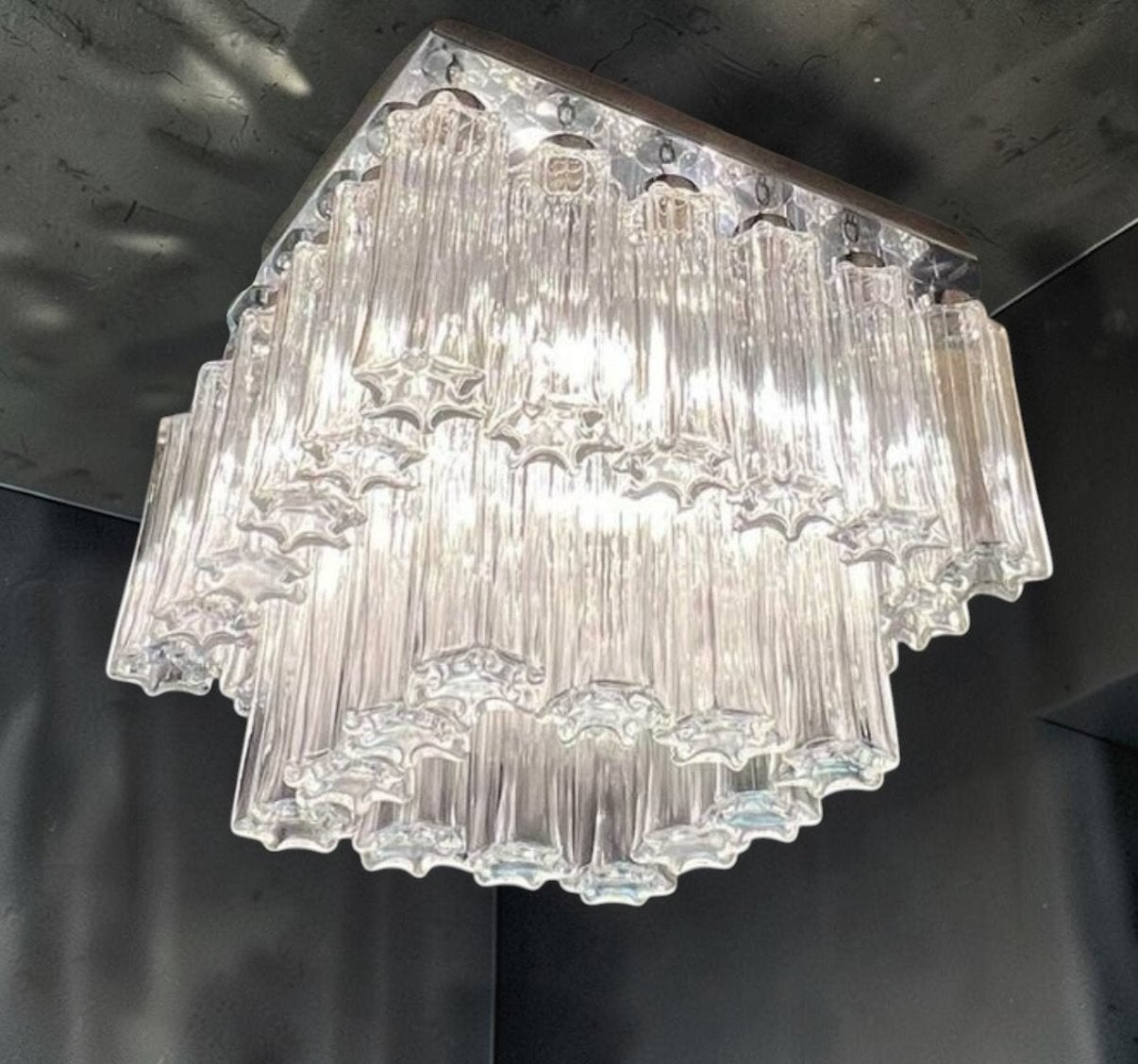 Schitterende Glashütte Limburg design lamp, Ophalen, Zo goed als nieuw, Glas, Vintage design mid century zeldzaam glashütte