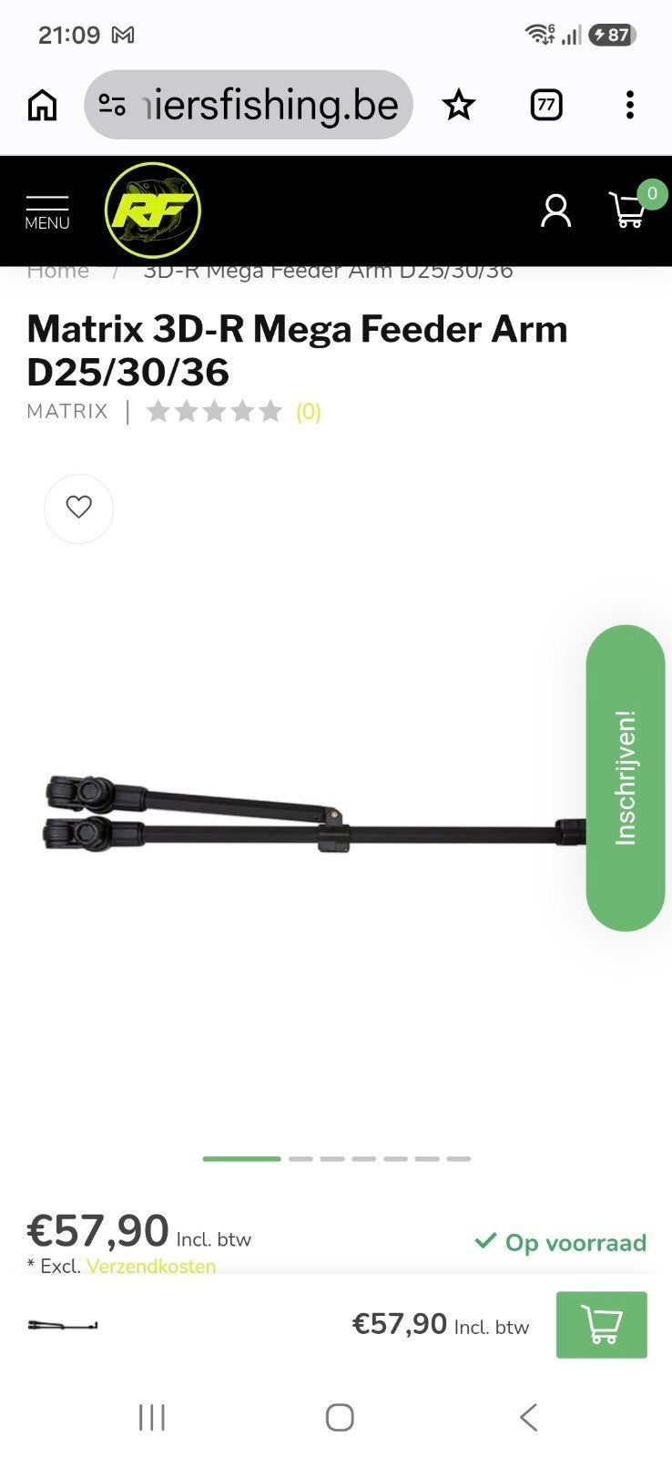 Feederarm meta. In prima staat. Evt met rodholder, Watersport en Boten, Hengelsport | Witvissen, Ophalen of Verzenden, Zo goed als nieuw