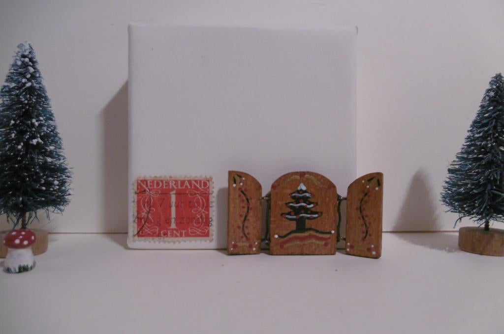 oud houten drieluikje kerstboom poppenhuis kerst, Diversen, Verzenden