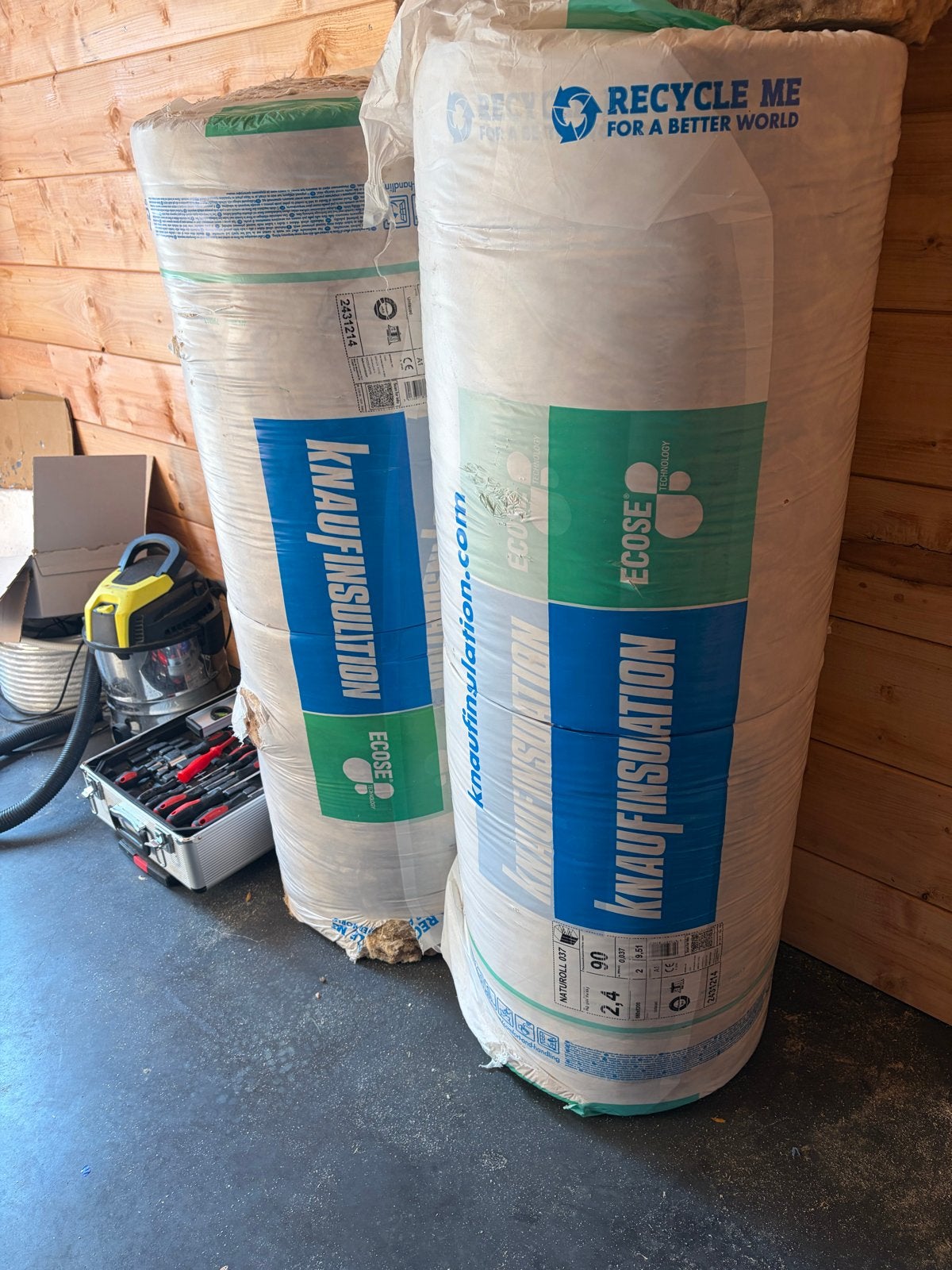 2x Knauf Naturoll 037 Glaswol 90mm isolatie, Ophalen, Nieuw, 15 m² of meer, Vloerisolatie