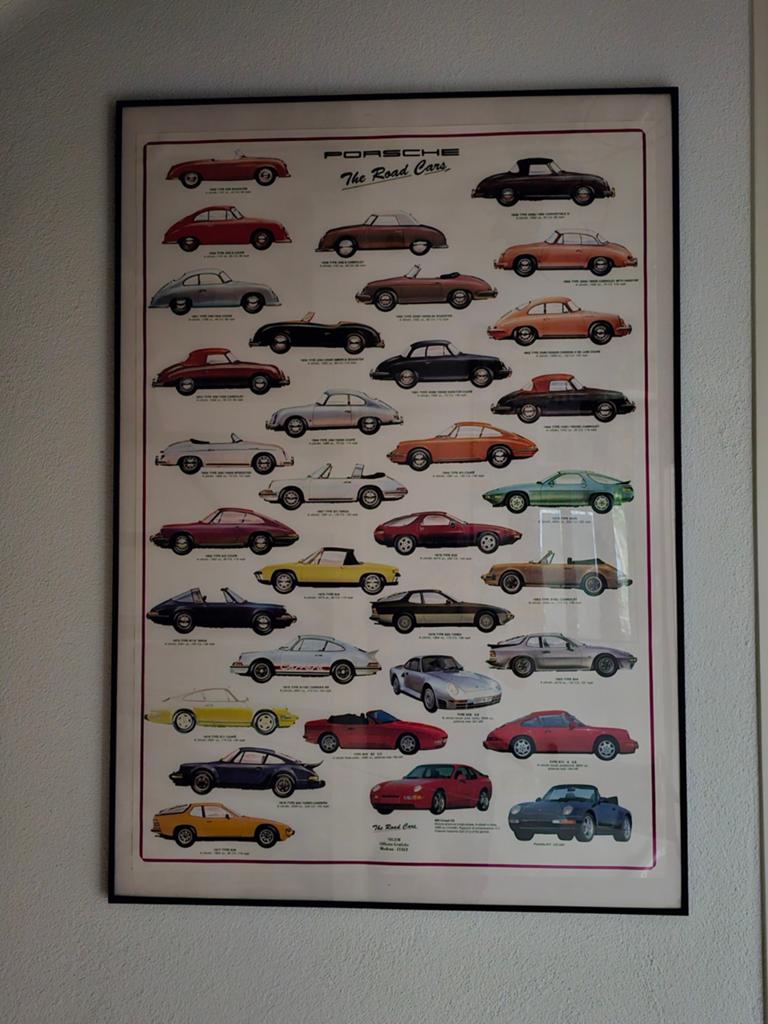 Porsche the road cars, poster., Ophalen of Verzenden, Zo goed als nieuw