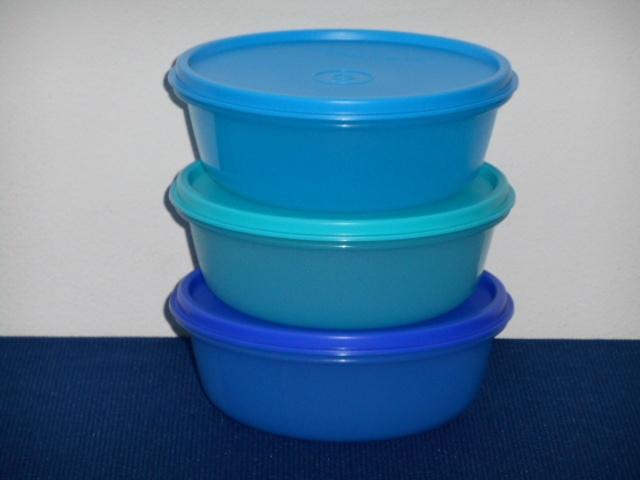 Tupperware Ruimteschaaltjes 600 ml. (3) Blauw, Ophalen of Verzenden, Nieuw, Blauw, Beker of Kan