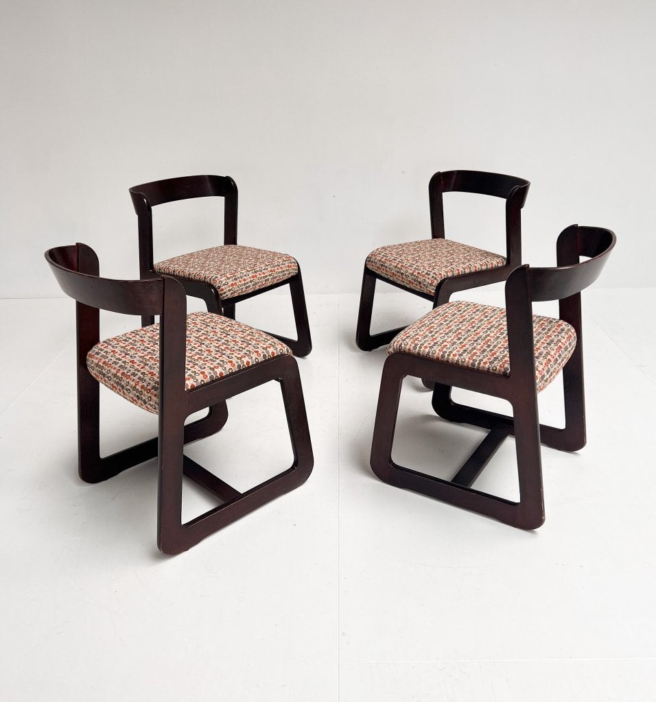 Set van 4 opnieuw gestoffeerde Willy Rizzo stoelen, 1960's, Gebruikt, Overige kleuren, Ophalen of Verzenden, Vier