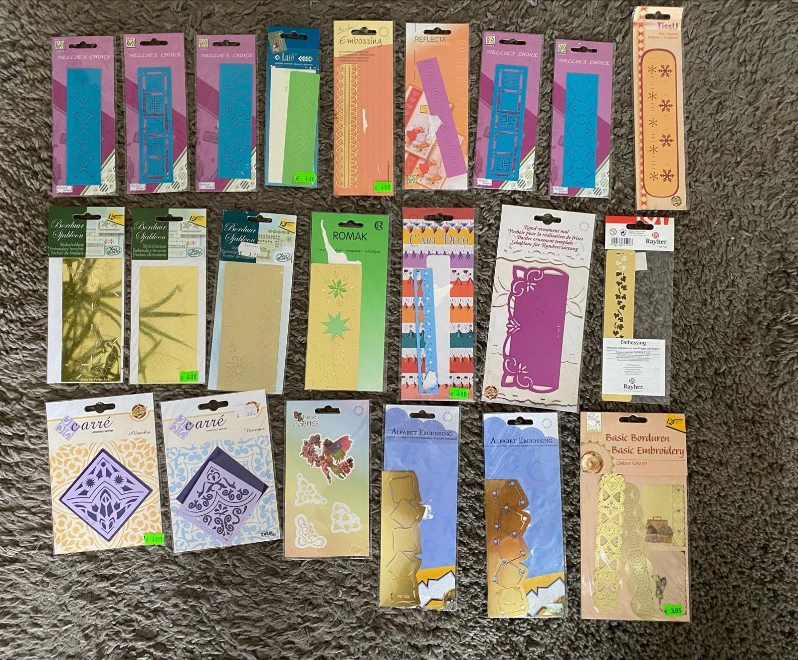 Grote partij Pergamano embossing stencils (40+ stuks), Hobby en Vrije tijd, Meerkleurig, Ophalen of Verzenden, Zo goed als nieuw