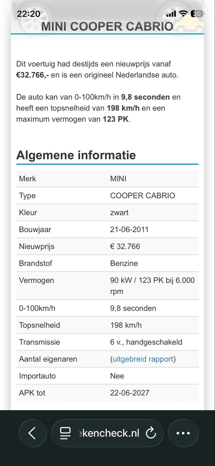 Mini 1.6 Cooper Roadster 2011 Zwart, Auto's, Mini, 4 cilinders, Cabriolet, 4 stoelen, Origineel Nederlands