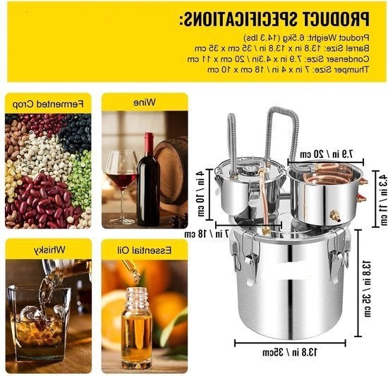Alcohol Distilleerketel - 30L - Destilleerapparaat, Corvance B.V., Verzenden, Nieuw, Corvancebol@gmail.com
