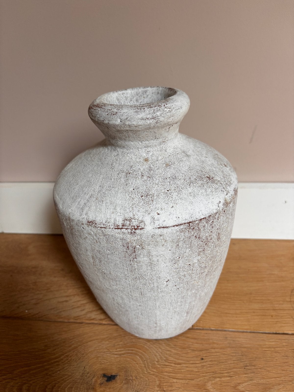 Vaas White Wash landelijk - H 28 cm, Huis en Inrichting, 28 cm, Wit, Ophalen of Verzenden, Zo goed als nieuw