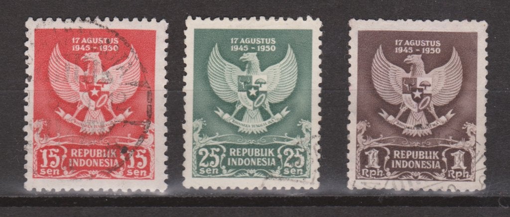 Nr 64 - 66 geb Proclamatie Republiek 1951 ; Indonesie 10% CW, Ophalen of Verzenden, Gestempeld, Zuidoost-Azië
