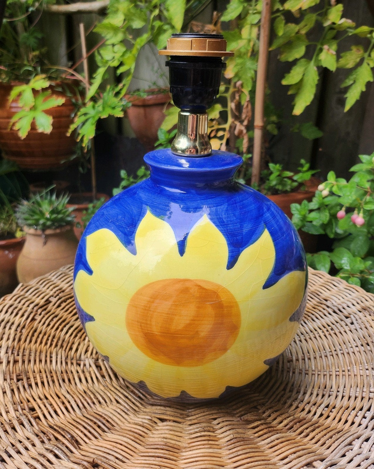 Vintage zonnebloem tafellamp, Ophalen of Verzenden, Rond, Glas