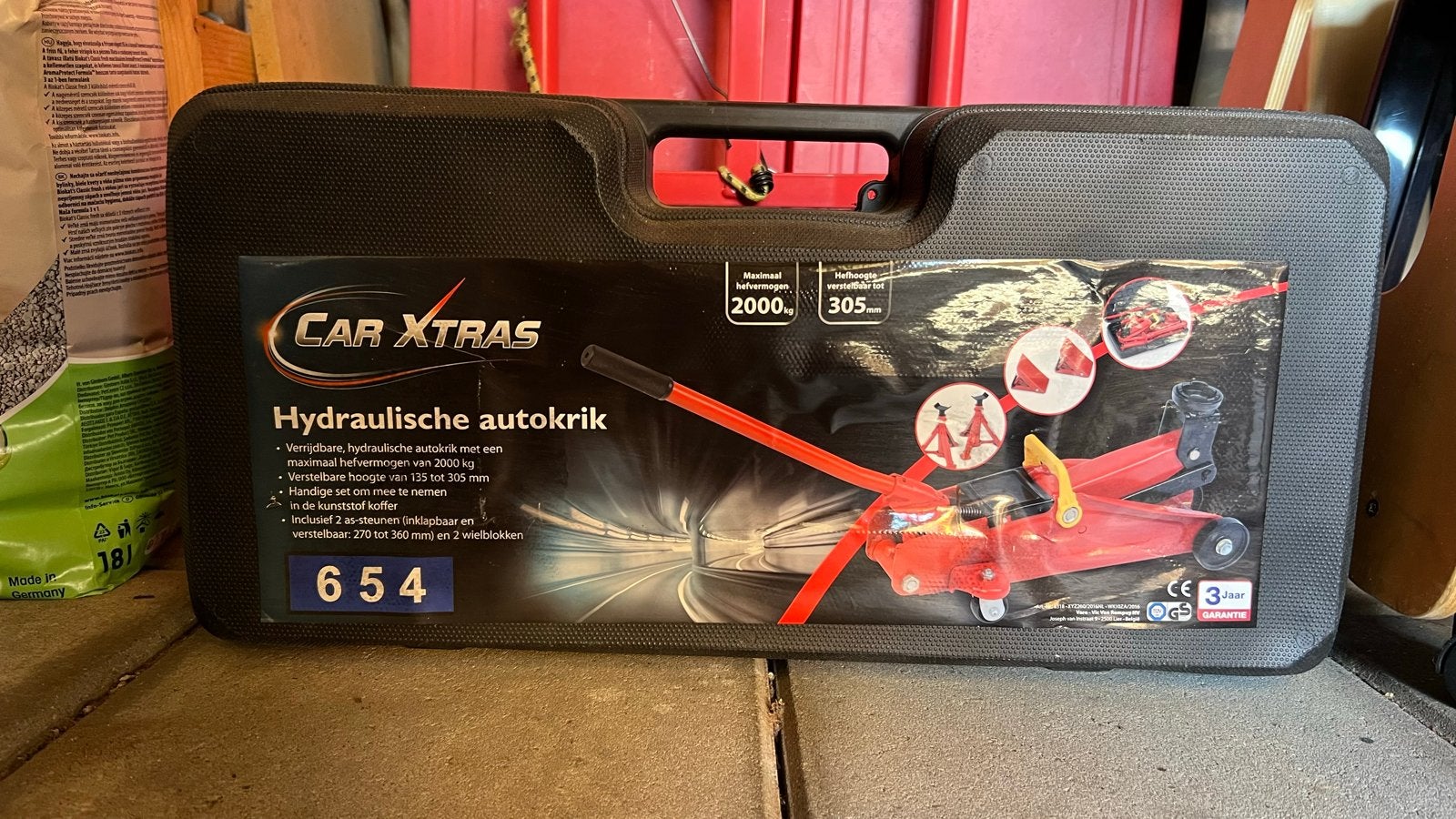 Hydraulische Krik 2000kg met 2 Assteunen en Wielbokken, Auto diversen, Ophalen, Zo goed als nieuw