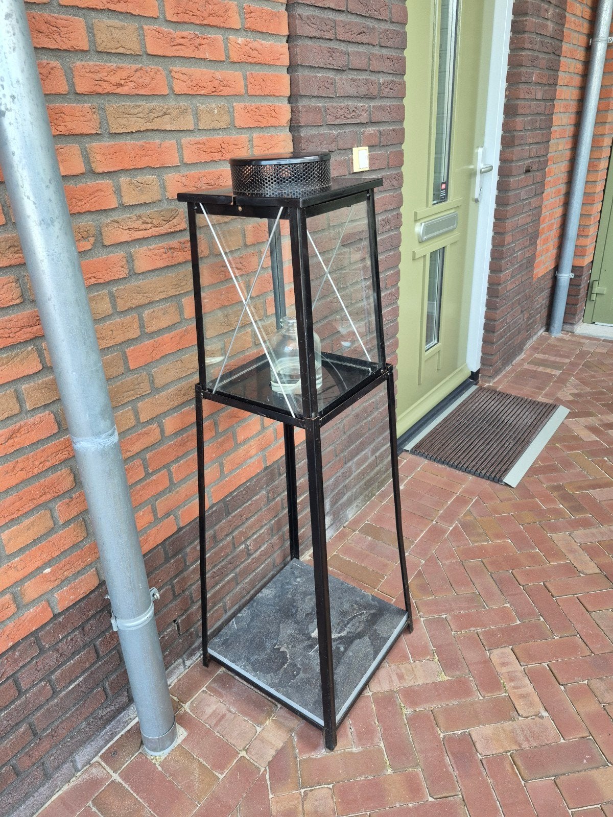 Decoratief buitenobject met glazen brander, Ophalen of Verzenden, Gebruikt