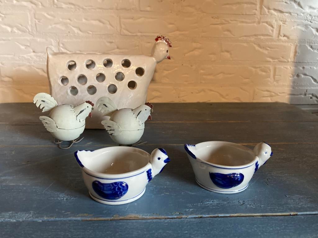 Unieke Delfts blauwe kippen & keramiek art, Antiek en Kunst, Ophalen of Verzenden