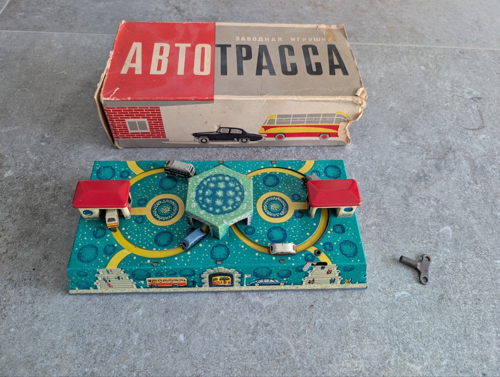 Vintage blikken speelgoed Auto met opwindmechanisme, Antiek en Kunst, Ophalen of Verzenden