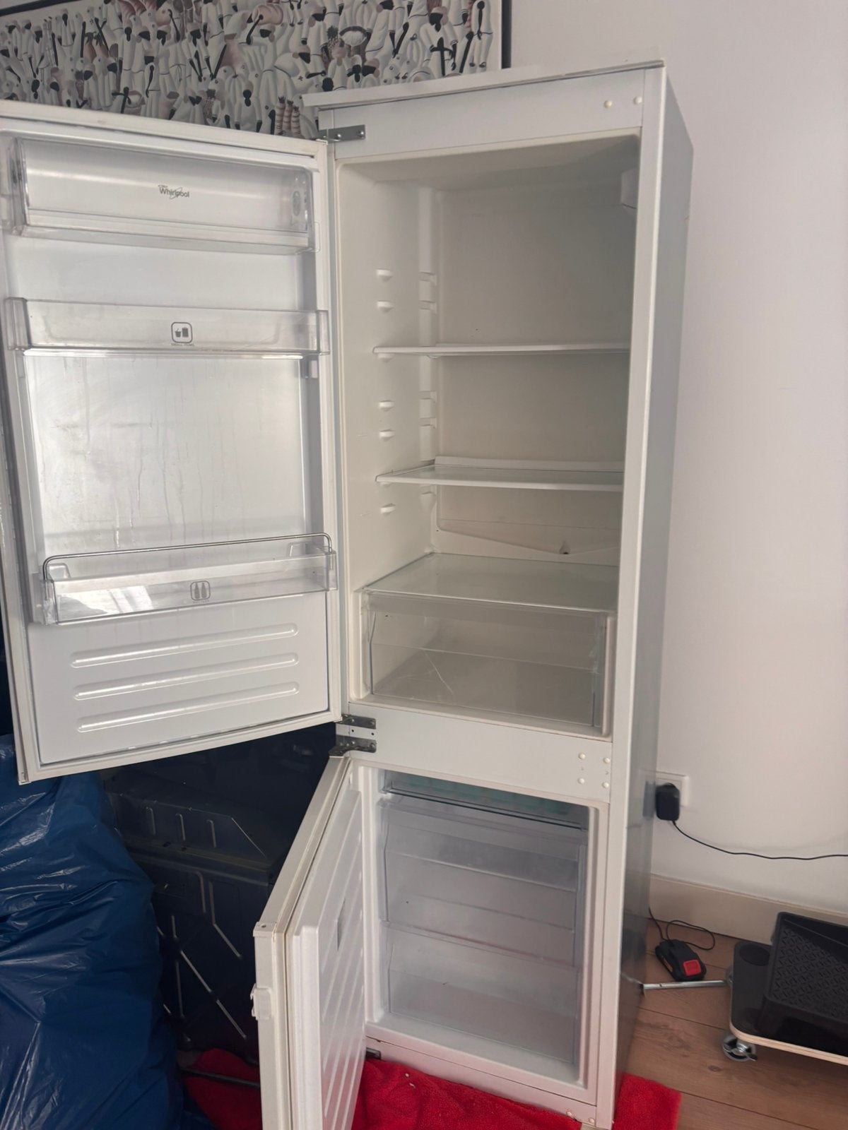 Whirlpool koelkast met vriesvak - Inbouw, Ophalen, 150 tot 200 liter, Gebruikt, Met aparte vriezer